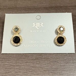 Gray & Black Crystal Dangle Earrings